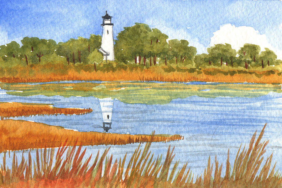 St. Marks Lighthouse Painting by Audrey Peaty