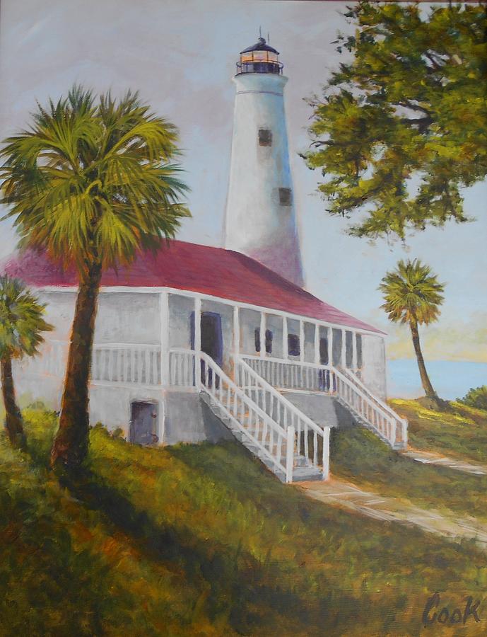 St. Marks Lighthouse Painting by Michael Cook