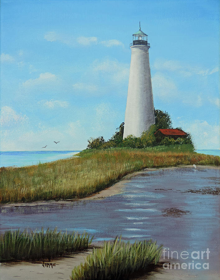 St. Marks Lighthouse Painting Painting by Jimmie Bartlett