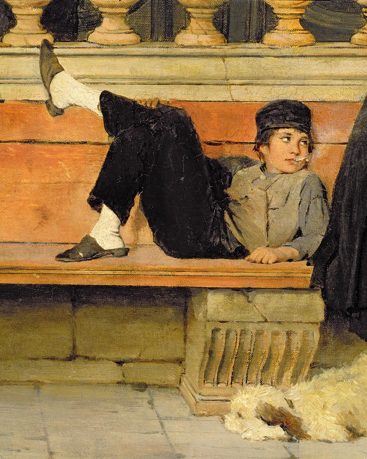 St. Marks, Venice, Detail Of A Boy Painting by Adolf Echtler