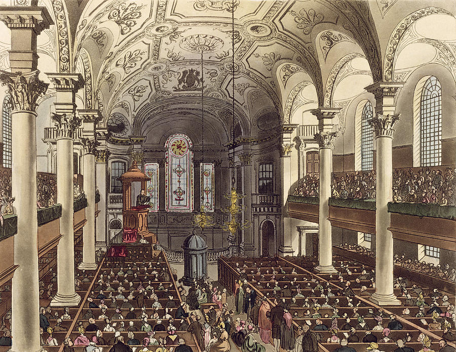 Westminster Drawing - St Martins In The Fields by T. & Pugin, A.C. Rowlandson