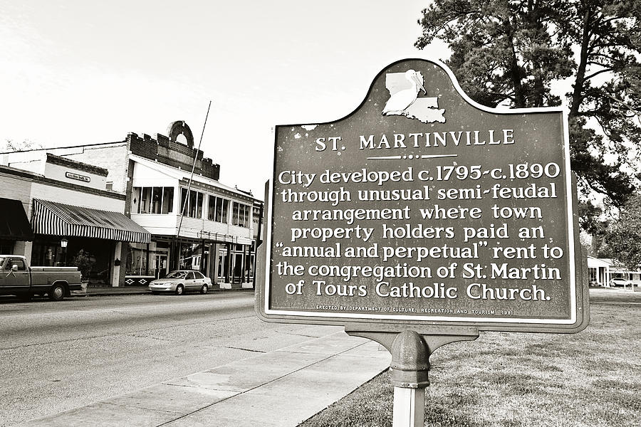 St. Martinville Historic Marker sepia Photograph by Scott Pellegrin