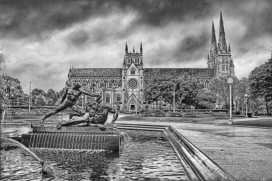 St Marys Cathedral-Black and White Photograph by Douglas Barnard