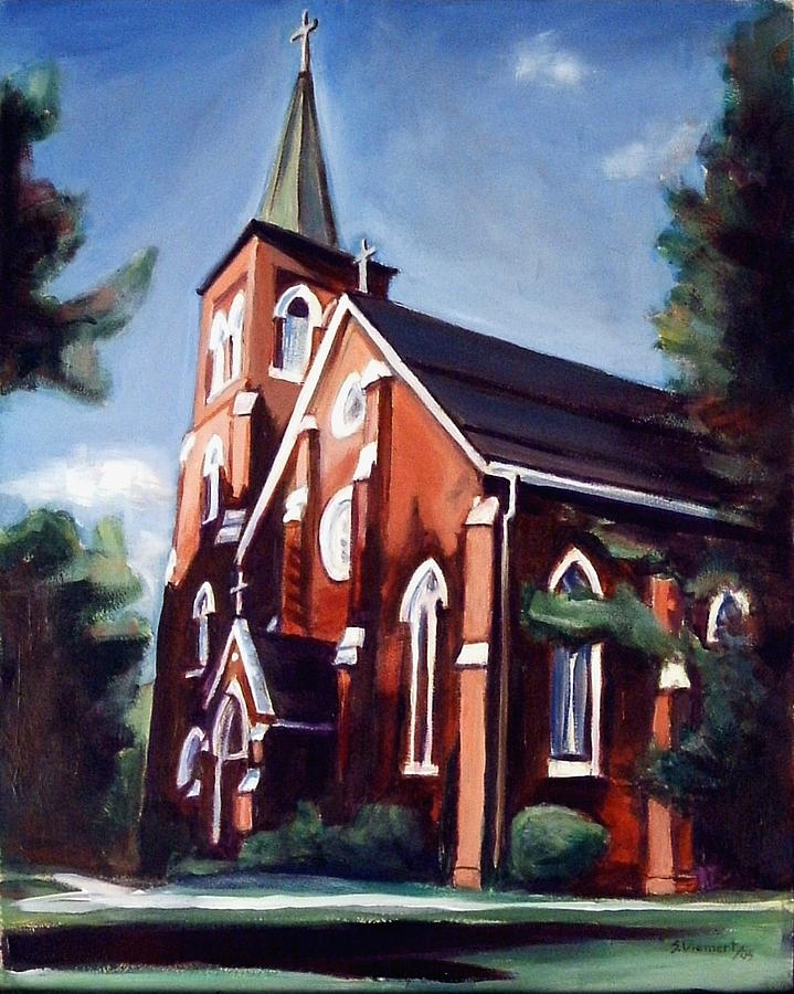 St. Marys Church in Mt. Forest Painting by Sheila Diemert