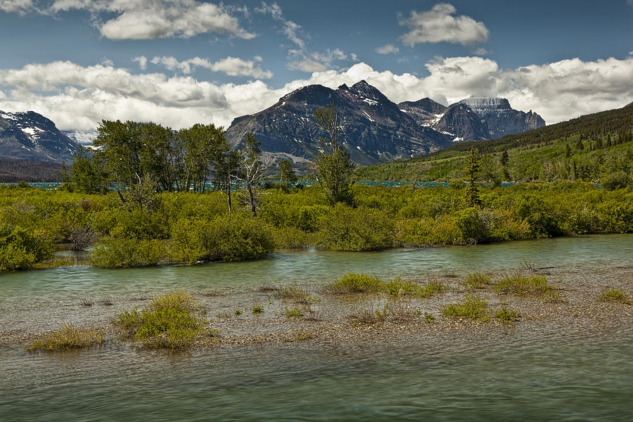 St Marys River and Mountain Range at Glacier National Park image No. 2816 Photograph by Randall Nyhof