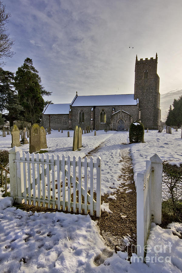 Winter Photograph - St Marys Tharston by Darren Burroughs