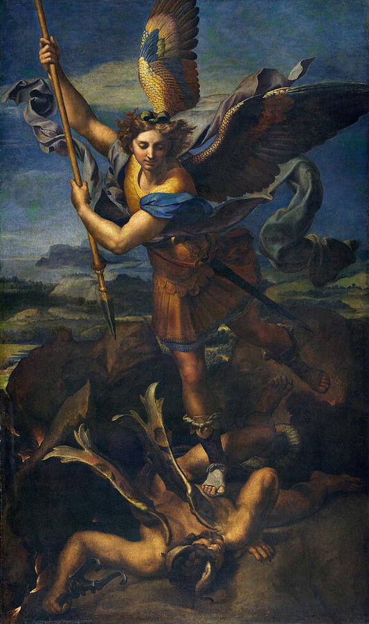 St. Michael Overwhelming the Demon Painting by Raffaello Sanzio