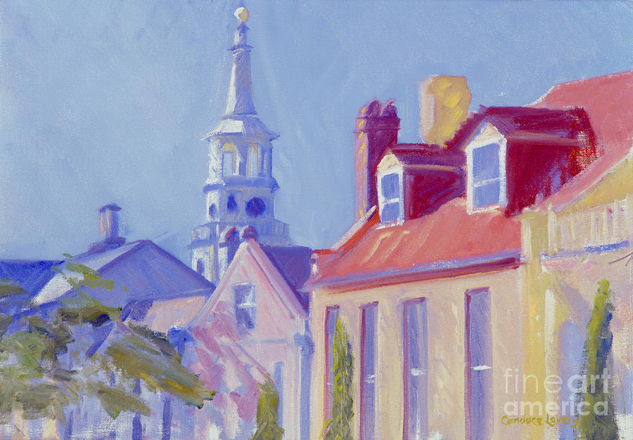 St. Michaels Steeple from Church St. Painting by Candace Lovely