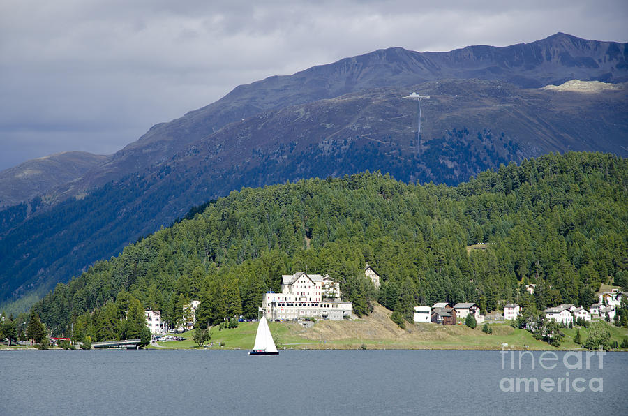 St Moritz lake and mountain Photograph by Mats Silvan