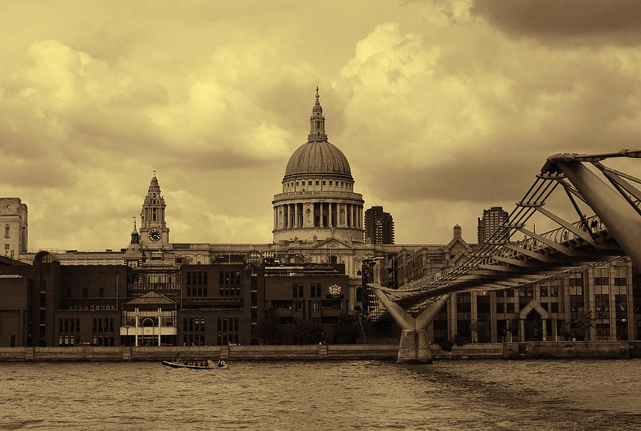 St Pauls Cathedral and Millennium Bridge London Photograph by Nicky Jameson