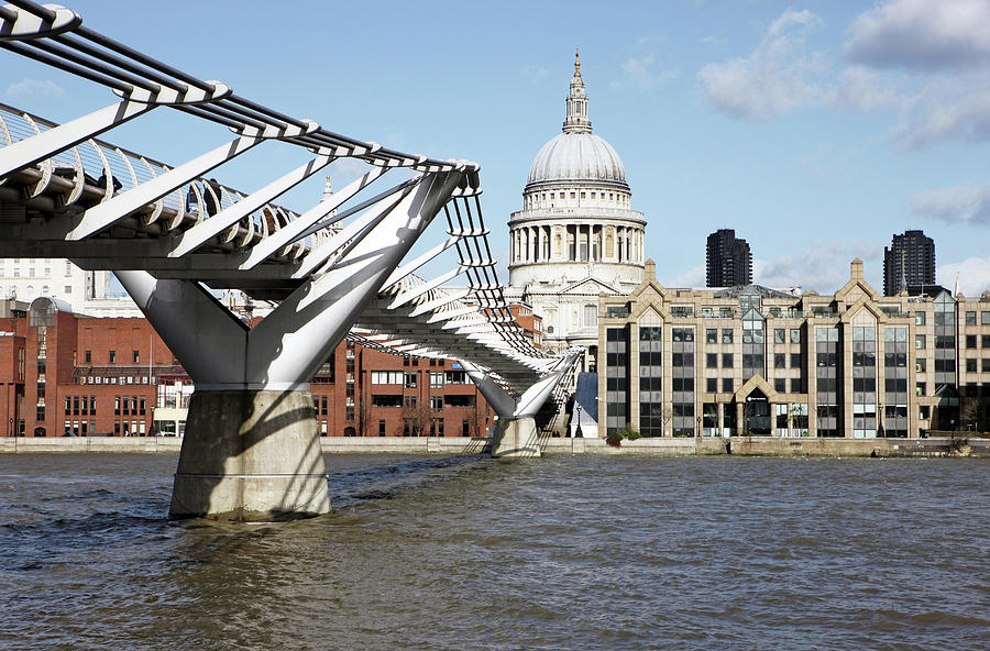 St Pauls Cathedral And Millennium Bridge Photograph by Richard Newstead