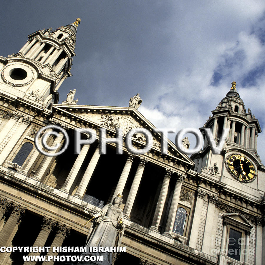 London Photograph - St. Pauls Cathedral - Queen Annes statue - London - UK by Hisham Ibrahim