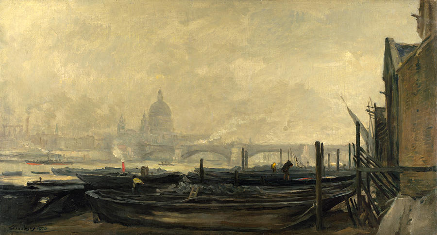St Pauls from the Surrey Side Painting by Charles-Francois Daubigny