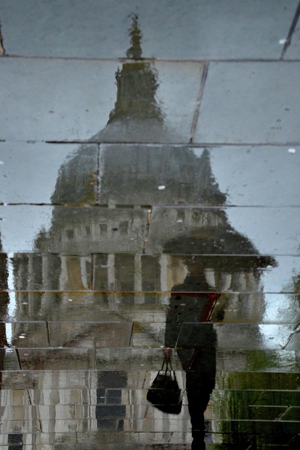 St Pauls Reflected In The Rain Photograph by Adam Lister