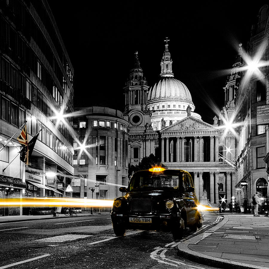 London Photograph - St pauls with Black Cab by Ian Hufton
