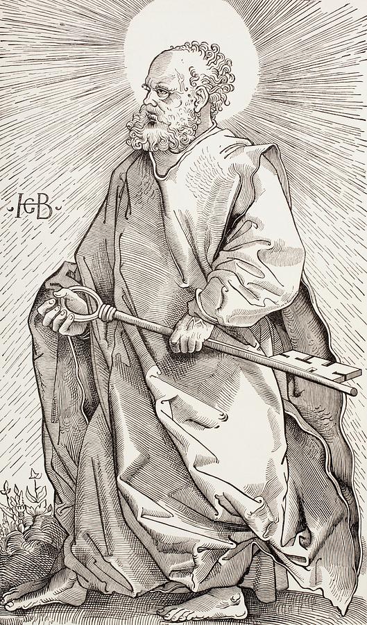 Key Drawing - St Peter Holding The Keys Of The Kingdom Of Heaven by French School