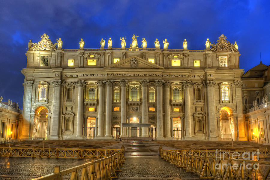 St Peters Basilica 4.0 Blue Hour Photograph by Yhun Suarez