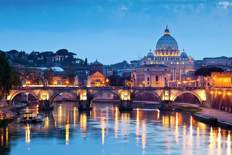 St Peters Basilica And Pont Santangelo Photograph by Richard Ianson