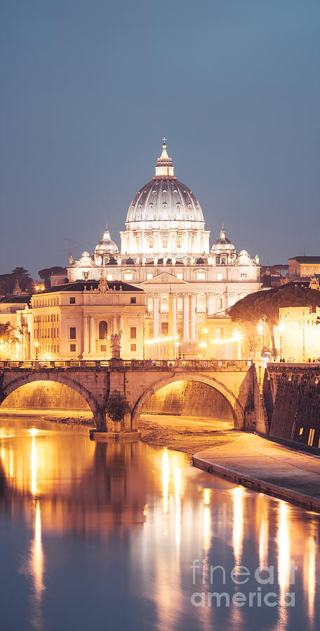 St. Peters basilica at night Photograph by Matteo Colombo