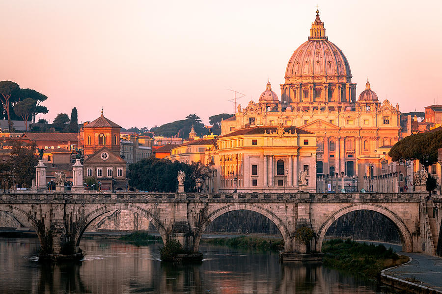 St Peters Basilica, The Vatican, River Tiber, Rome, Italy Photograph by Joe Daniel Price