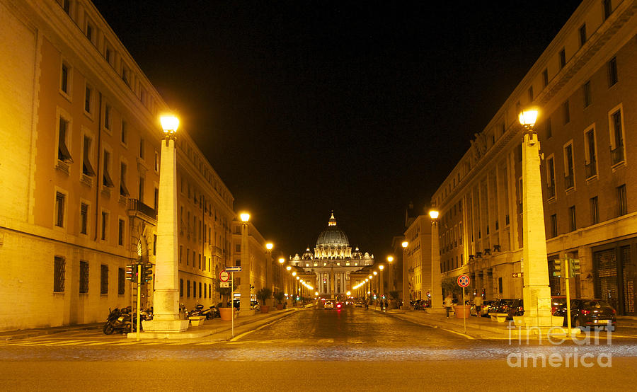 Architecture Photograph - St. Peters Basilica. Via della Conziliazione. Rome by Bernard Jaubert