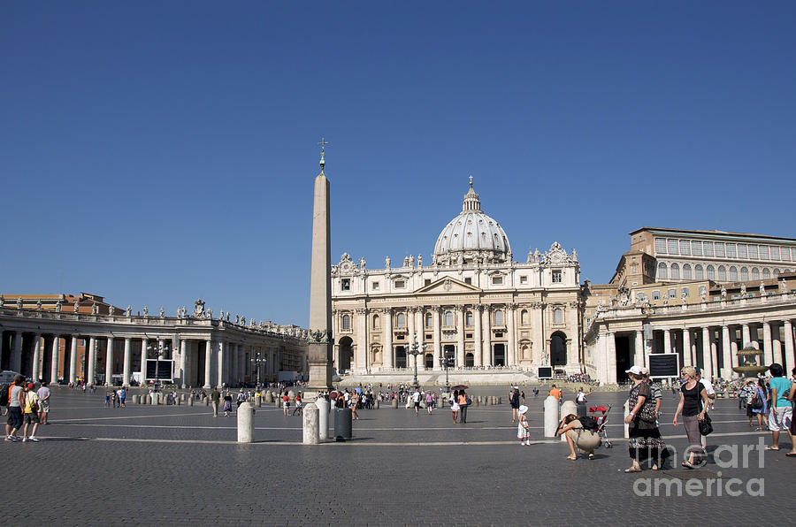 Landmark Photograph - St Peters Square. Vatican City. Rome. Lazio. Italy. Europe by Bernard Jaubert