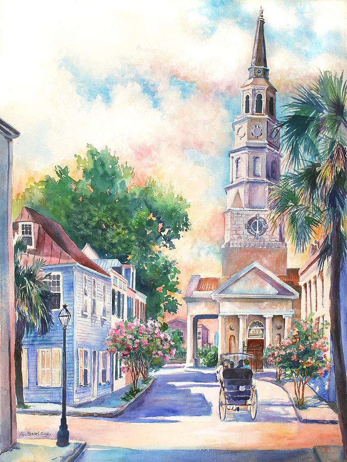 Clock Painting - St. Philips Episcopal Church by Alice Grimsley