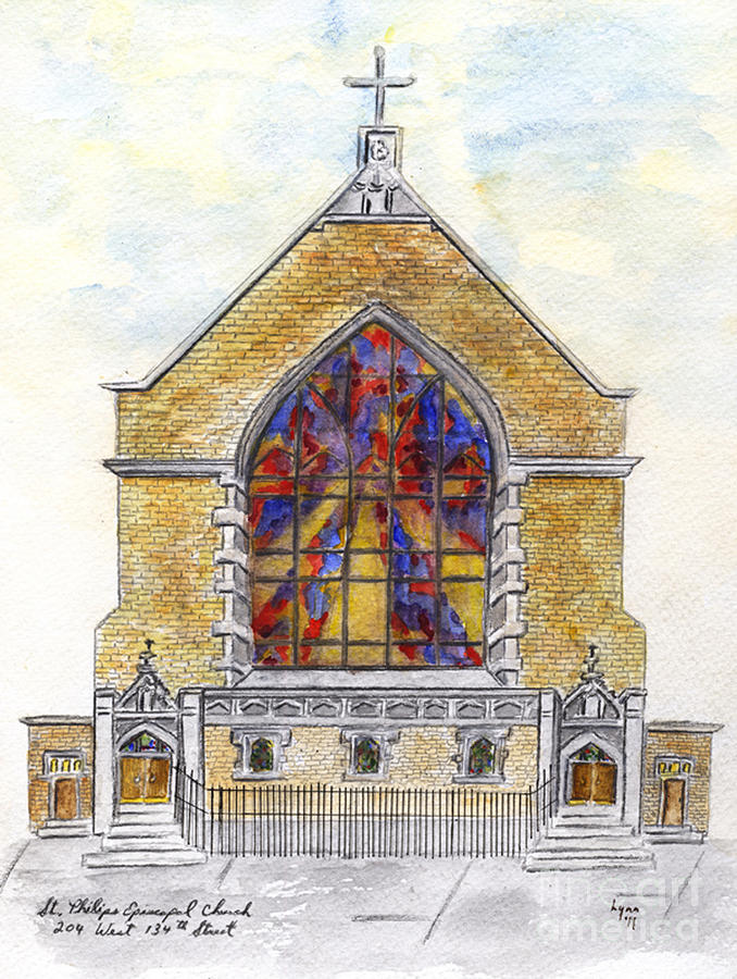 St. Phillips church of Harlem Painting by AFineLyne