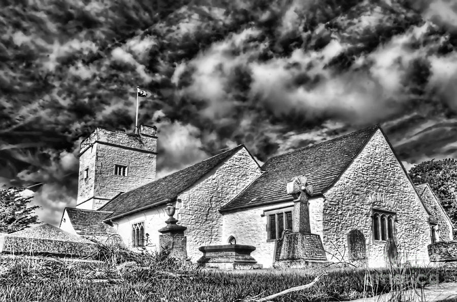 St Sannans Church Bedwellty 2 Mono Photograph by Steve Purnell