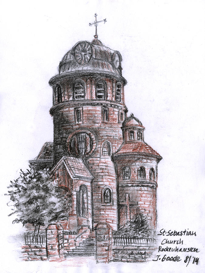 St. Sebastian Church Drawing by Jana Goode