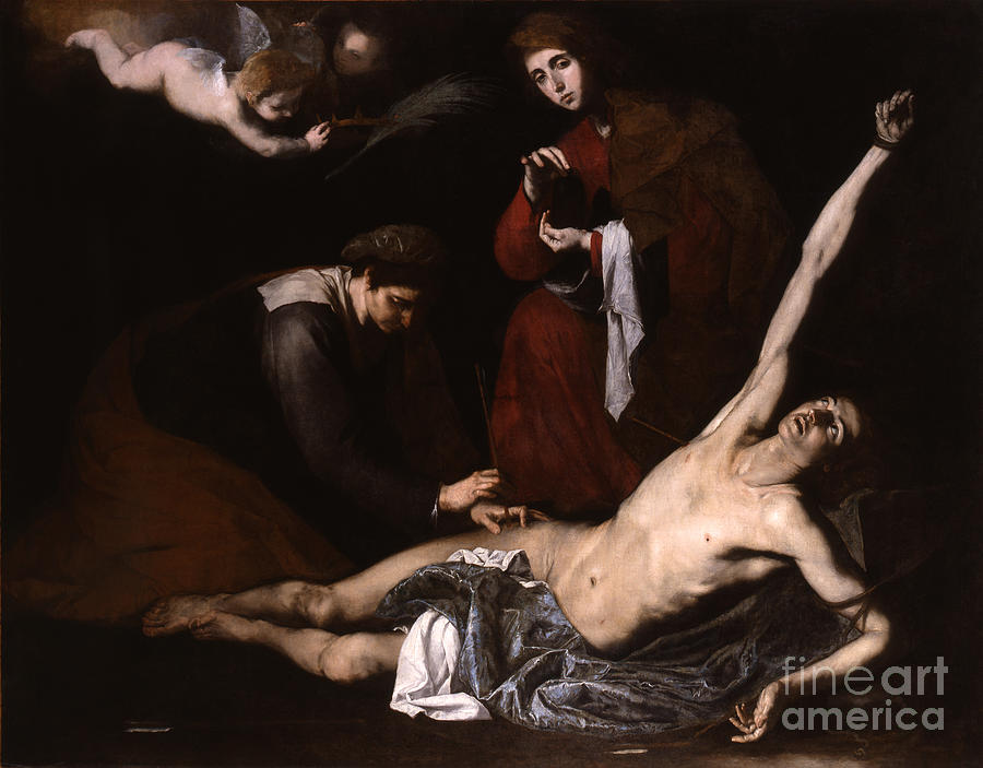 Jose De Ribera Painting - St Sebastian cured by the Holy Women by Celestial Images