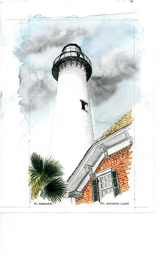 Lighthouse Painting - St. Simons Lighthouse by Roger Wagner