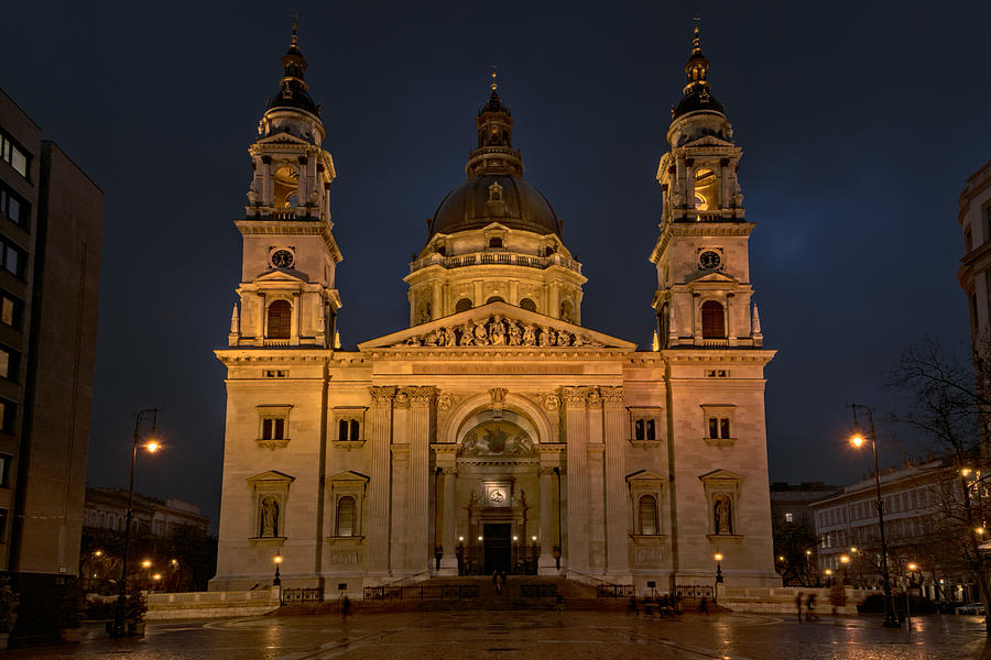 St Stephens Basilica Budapest Night Photograph by Joan Carroll