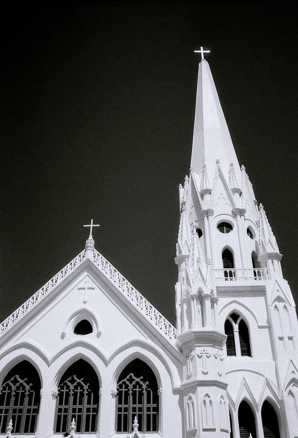 Black And White Photograph - Black And White Church Of India by Shaun Higson