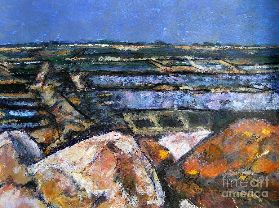 St Vaast Oyster Fields Normandy Painting by Jackie Sherwood