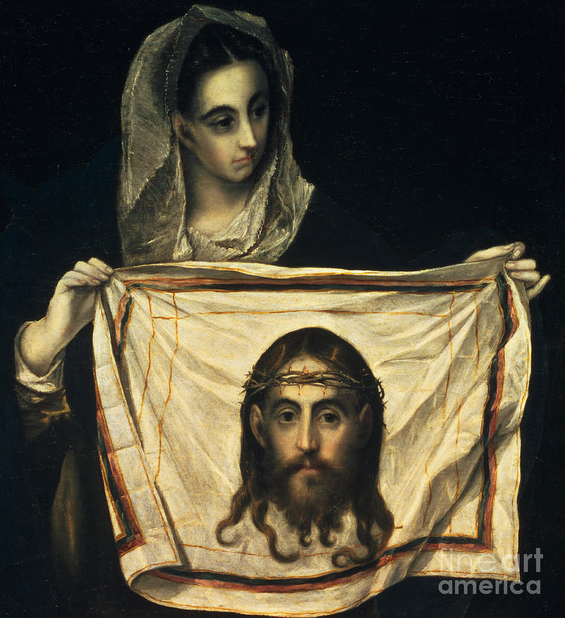 El Greco Painting - St Veronica with the Holy Shroud by El Greco Domenico Theotocopuli