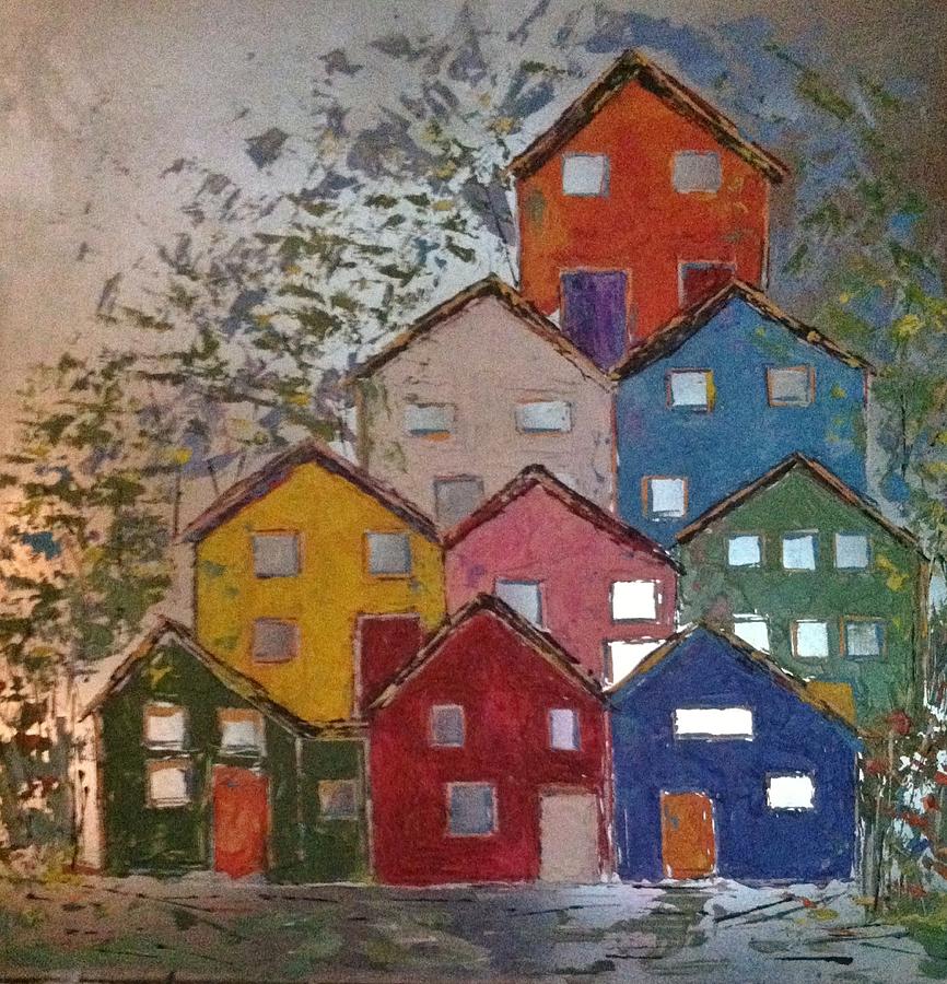 Stack Houses Painting by Helen Wendle