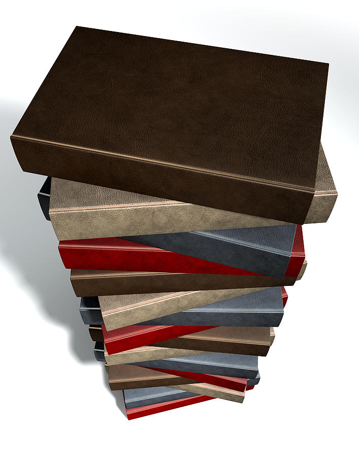 Stack Of Generic Leather Books Digital Art