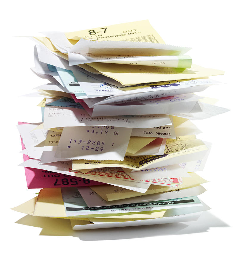 Stack of receipts Photograph by Lauren Burke
