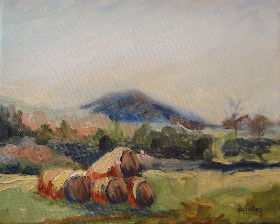 Stacked Hay Bales Painting by Donna Tuten