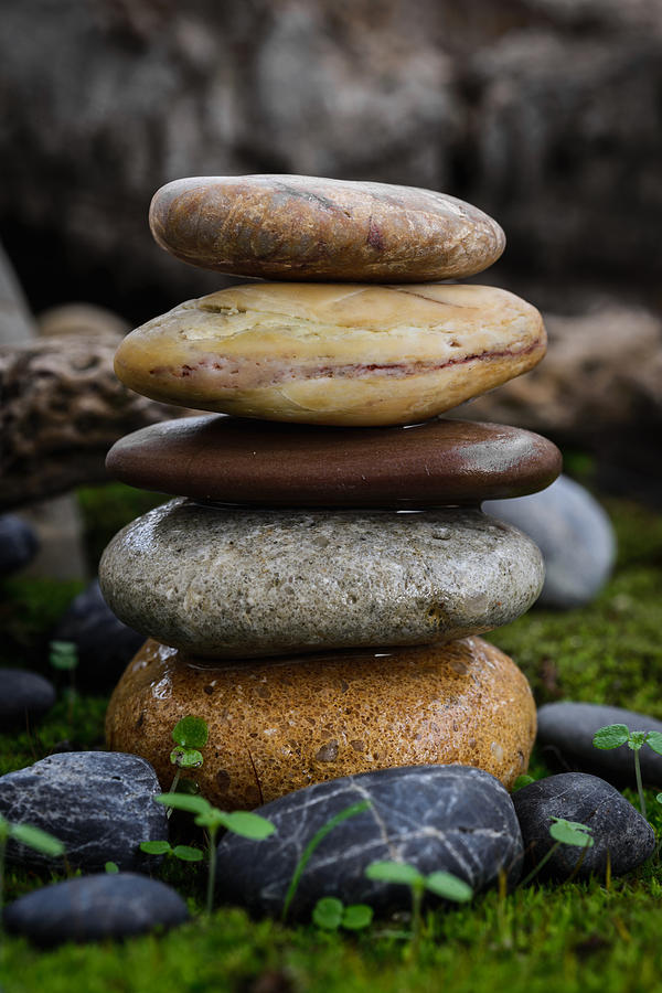 Buddha Photograph - Stacked Stones A4 by Marco Oliveira