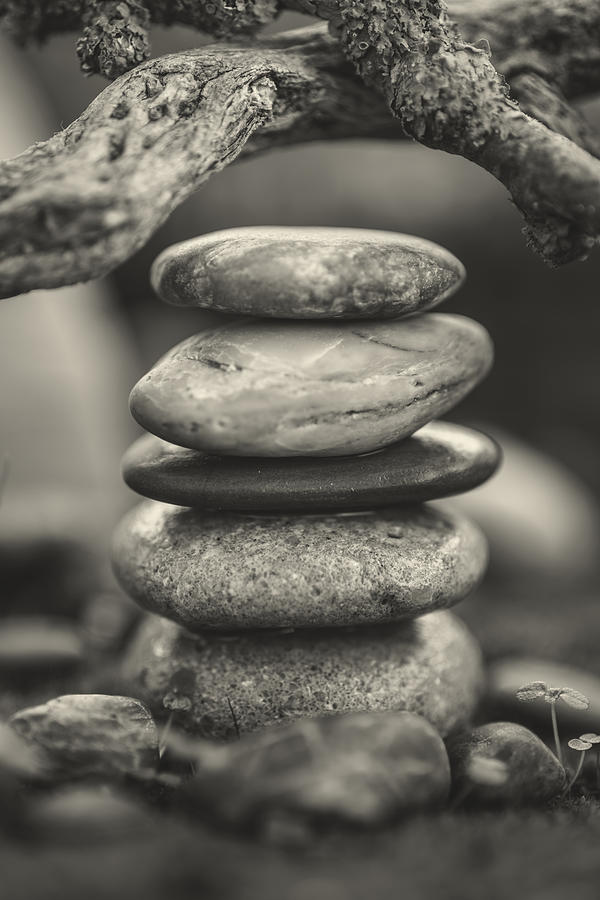 Stacked Stones BW I Photograph by Marco Oliveira