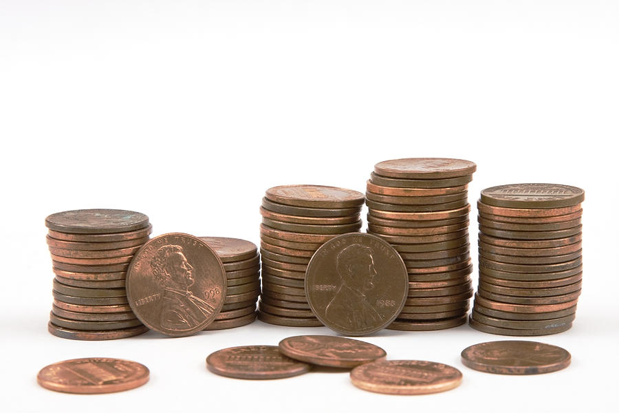 Stacks of American Pennies White Background Photograph by Keith Webber Jr