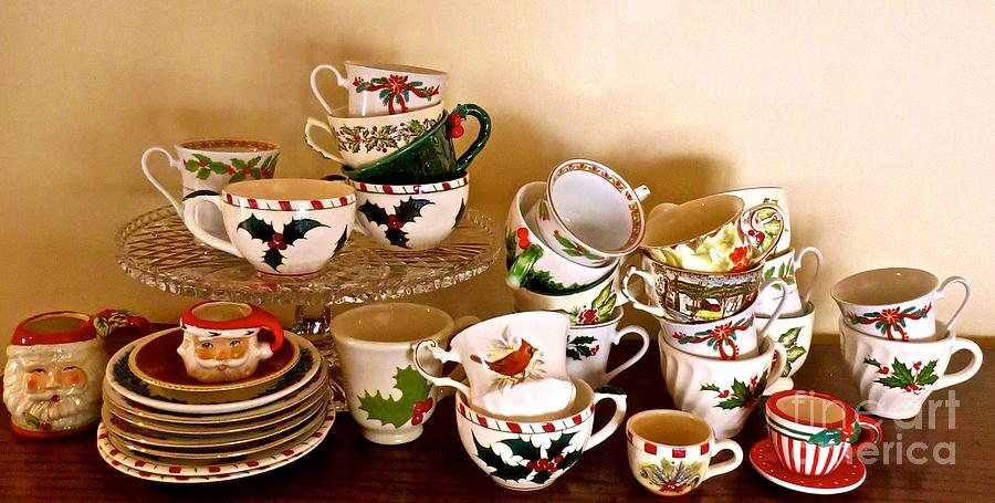 Stacks of Christmas Teacups  Photograph by Nancy Patterson