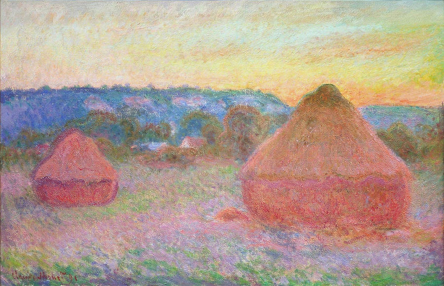 Stacks of Wheat. End of Day. Autumn Painting by Claude Monet