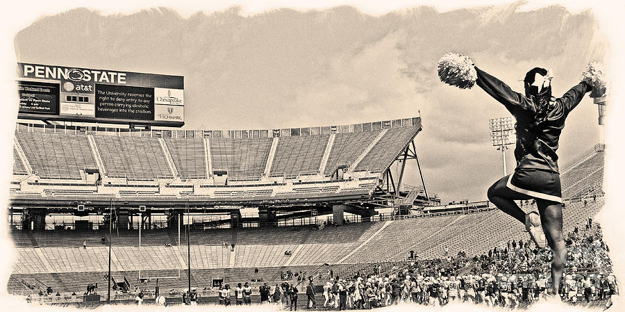 Penn State University Photograph - Stadium Cheer Black and White by Tom Gari Gallery-Three-Photography