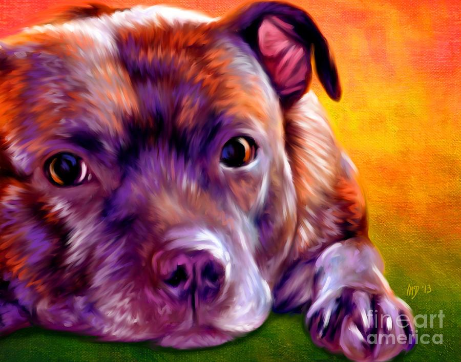 Dog Painting - Staffie Staffordshire Bull Terrier by Iain McDonald