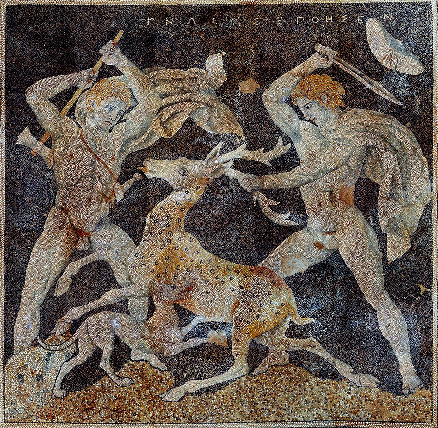Alexander The Great Photograph - Stag Hunt Mosaic, 4th Century Bc by Science Source