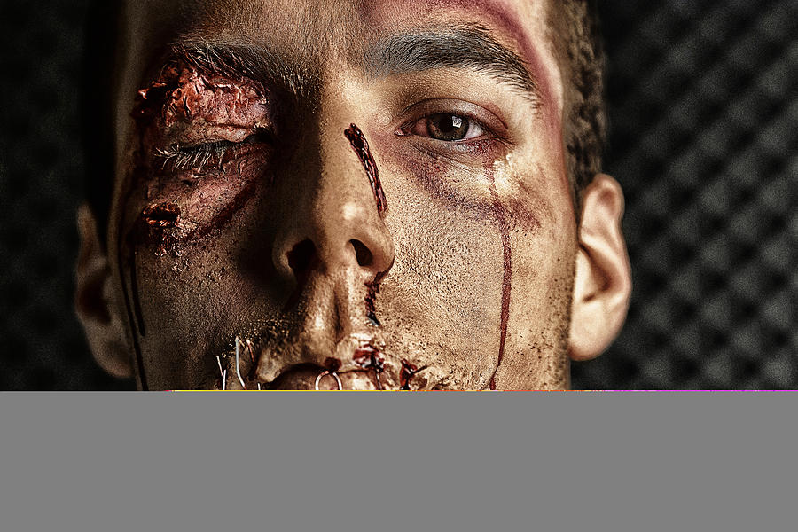 Stage makeup beaten face  HDR Portrait  Young man   Ultimate fighter Photograph by Ultramarinfoto