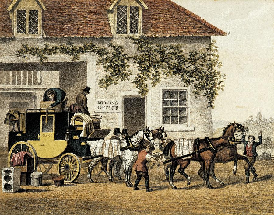 Horse Photograph - Stagecoach 19th C.. Engraving.  by Everett